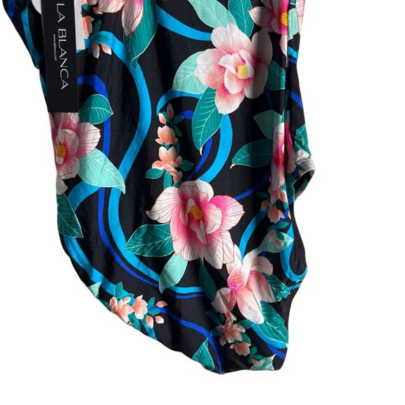 La Blanca Nightfall Floral Print One Shoulder One Piece Swimsuit Size 8 - Picture 5 of 11